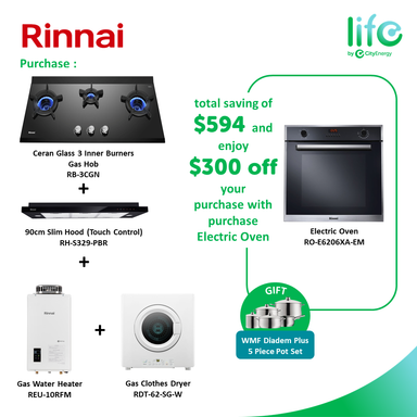 Rinnai 2 or 3 Inner Burner Hob Eco Family Package
