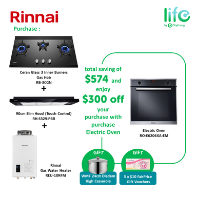 Rinnai 2 or 3 Inner Burner Hob Eco Plus Package