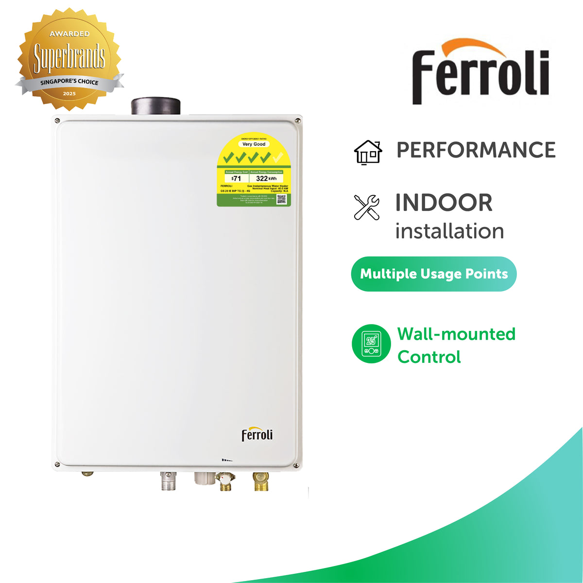 220 V Heater Kwh Buy Ferroli GS 20 IE BIP TG(I) Gas Water Heater In