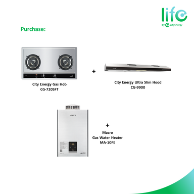 Eco Plus Package: City Energy Timer Hob + Hood + Modulated Gas Water Heater
