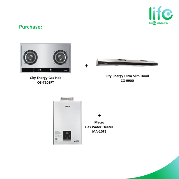 Eco Plus Package: City Energy Timer Hob + Hood + Modulated Gas Water Heater