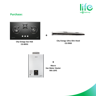 Eco Plus Package: City Energy Hob + Hood + Modulated Gas Water Heater