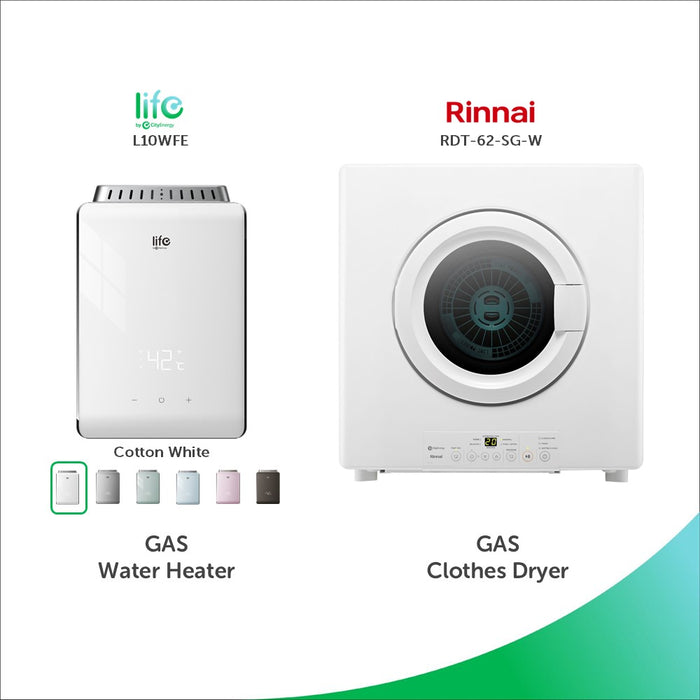 Buy L10WFE Cotton White (HDB Model) + Gas Clothes Dryer in Singapore