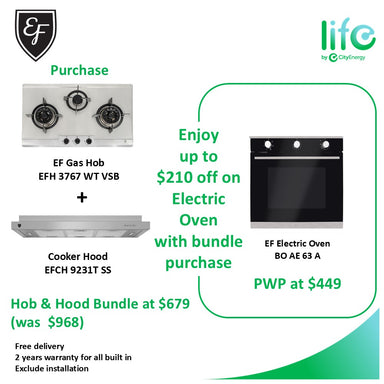 EF Bundle:  Stainless Steel Hob + Slimline Hood + PWP oven