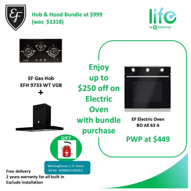 EF BLACK  BUNDLE 1 with FREE Retro Kettle : EFH 9733 WT VGB + CK FINO PLUS BK