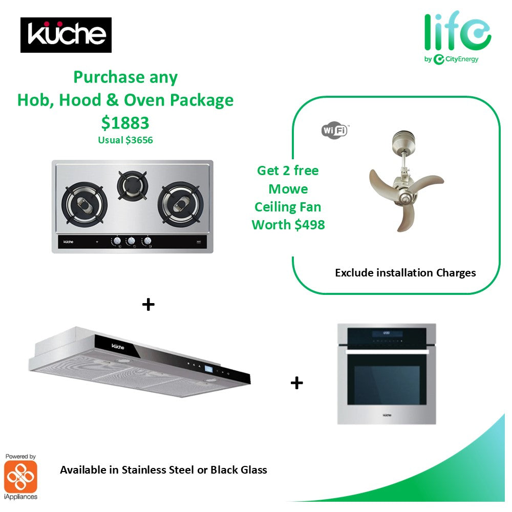 Küche Smart Bundle: FREE 2 Fan package worth $498 Pick Any Hob + Hood + Oven